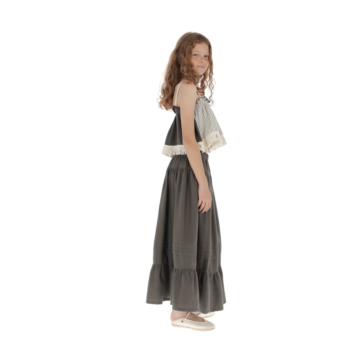 Girls Dark Grey Cotton Skirt