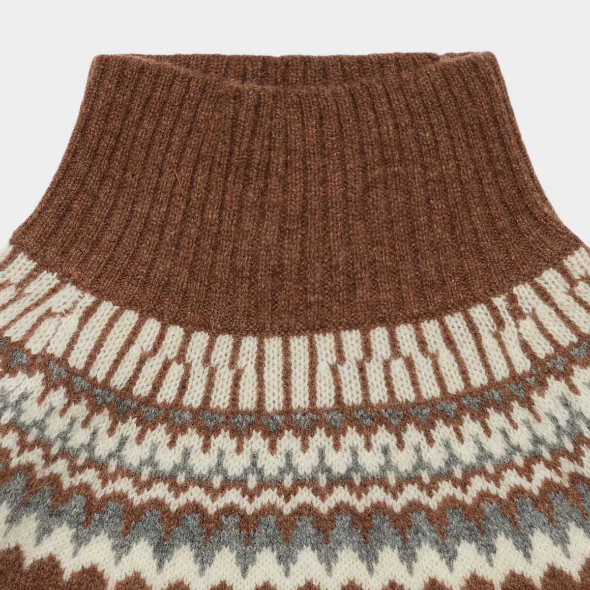 Boys & Girls Brown Jacquard Wool Sweater