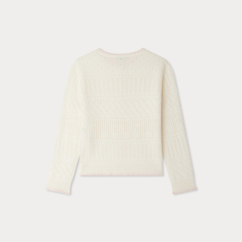 Girls White Cashmere Cardigan