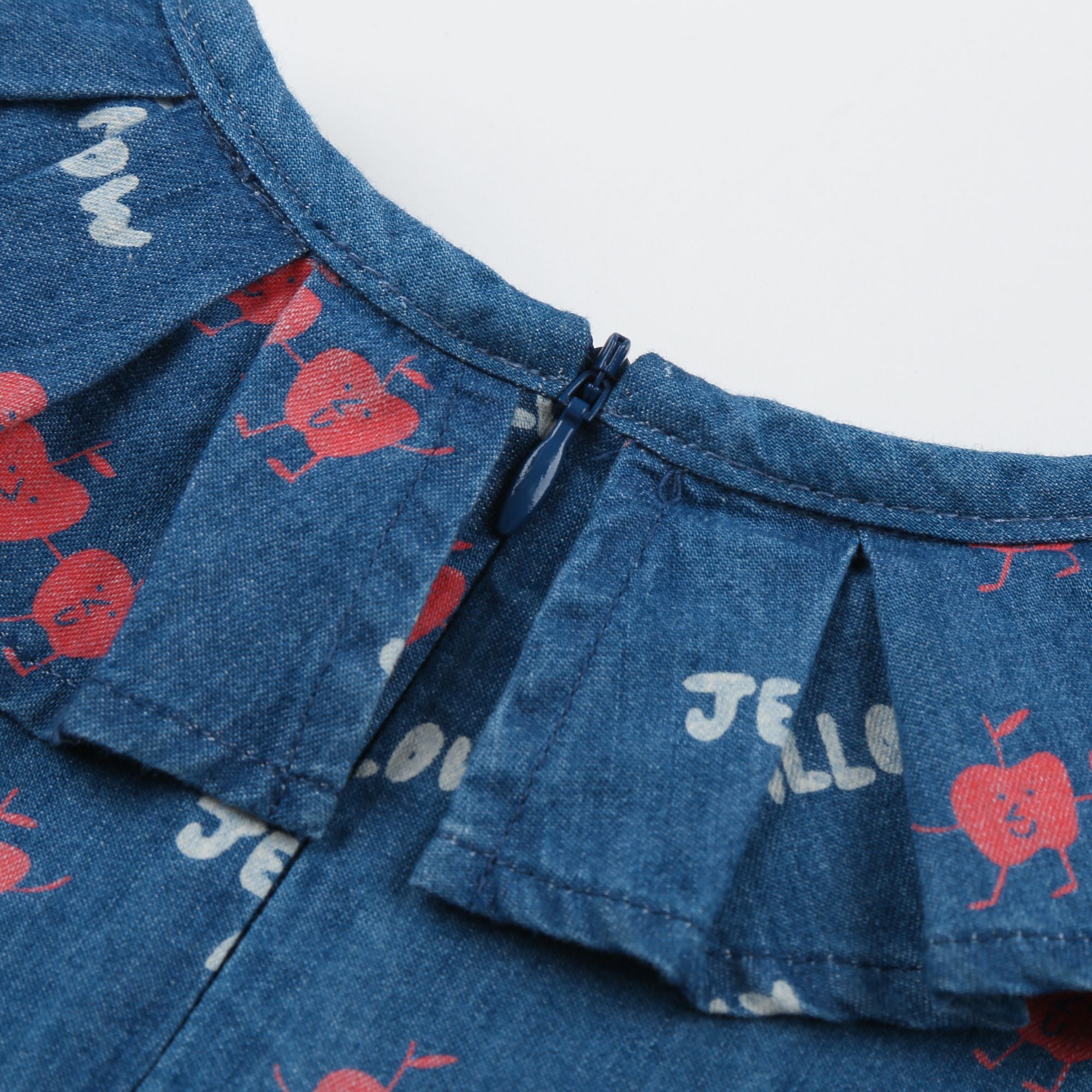 Girls Blue Logo Printed Denim Dress