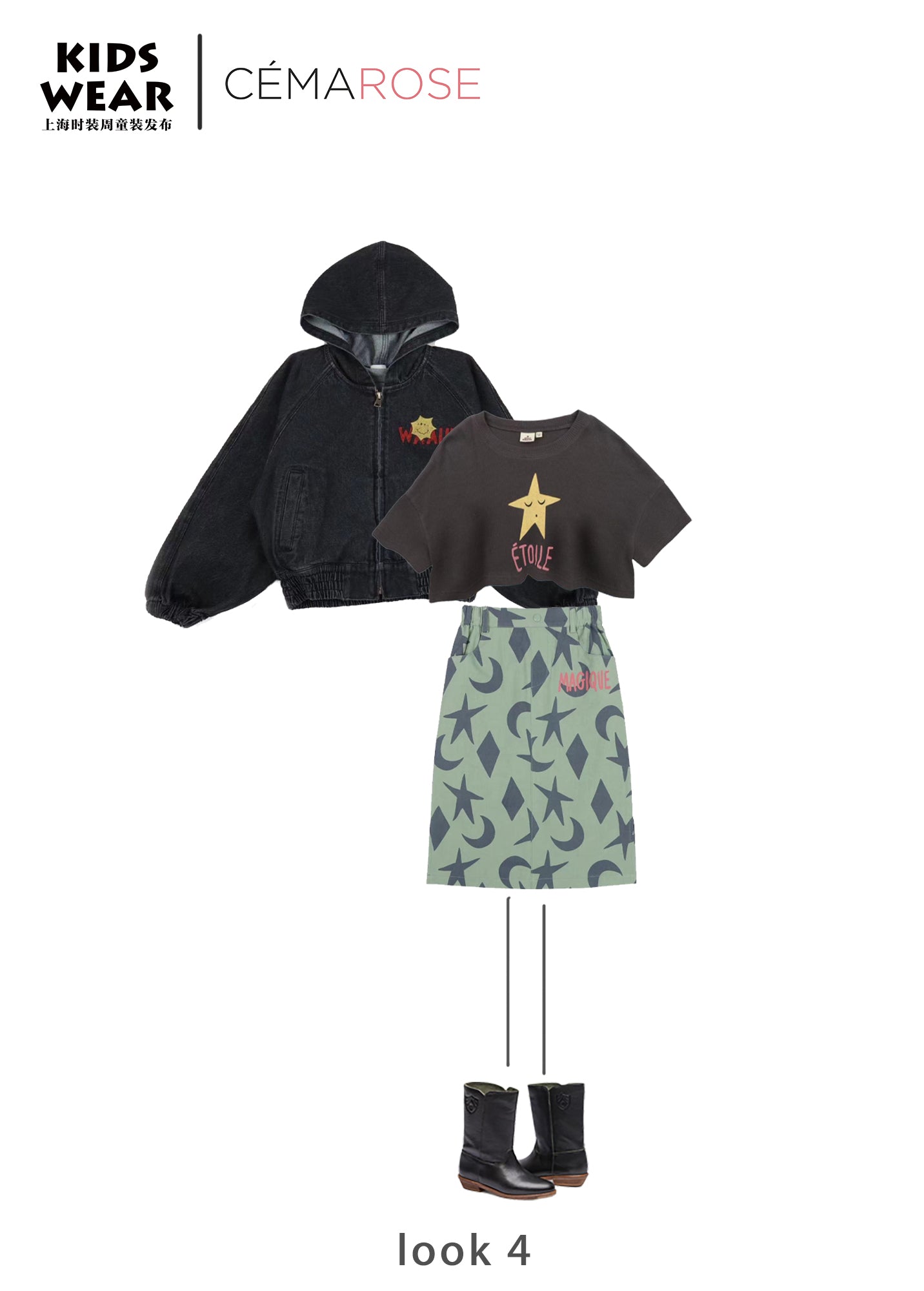 Girls Green Printed Cotton Skirt