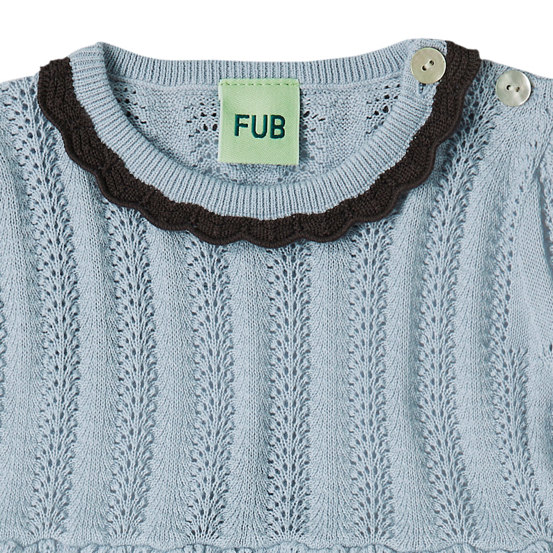 Baby Girls Blue Cotton Babysuit
