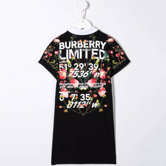 Girls Black Printed Cotton Dress