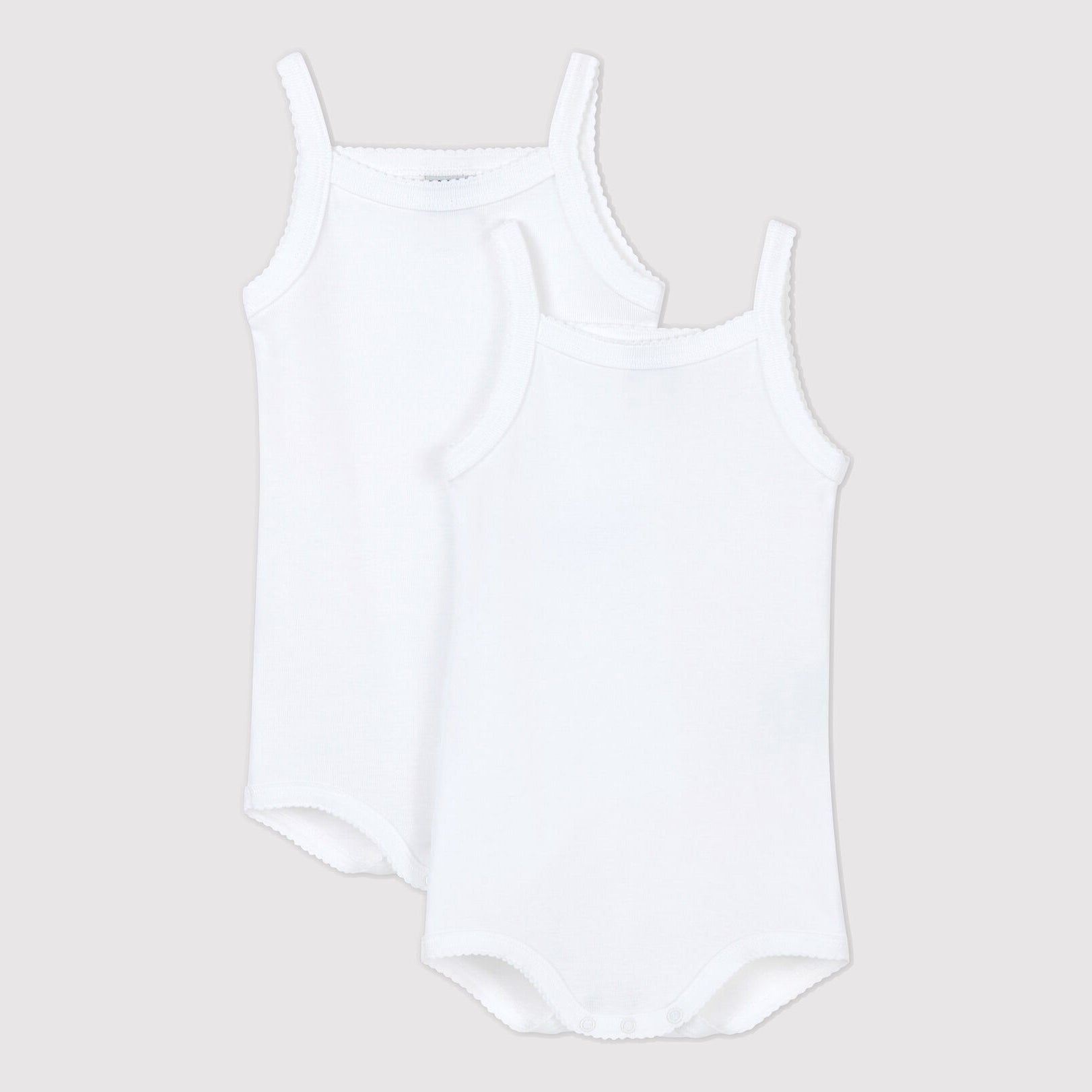 Baby Girls White Cotton Babysuit Set(2 Pack)