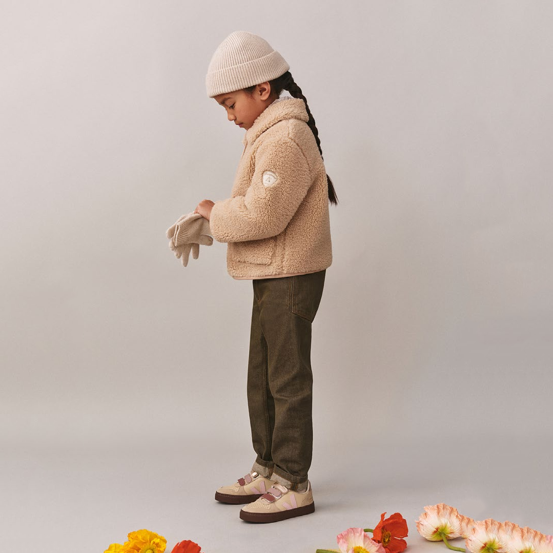 Girls Beige Faux Fur Jacket