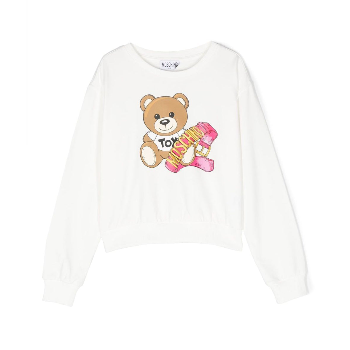 Girls White Printed Cotton Sweatshirt