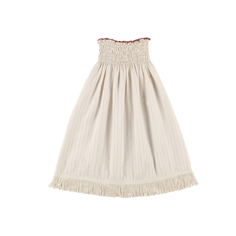 Girls White Stripes Cotton Skirt
