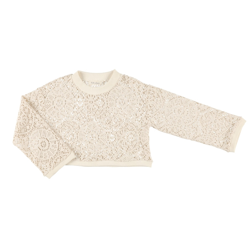 Girls White Hollow Crochet Top