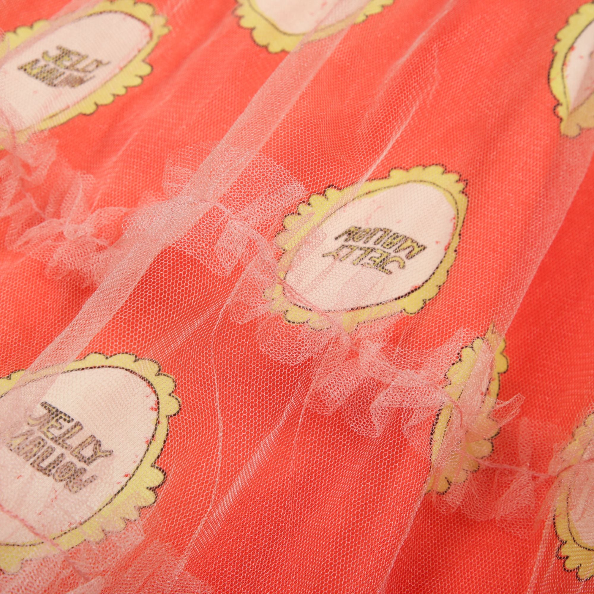 Girls Red Orange Printed Tulle Skirt