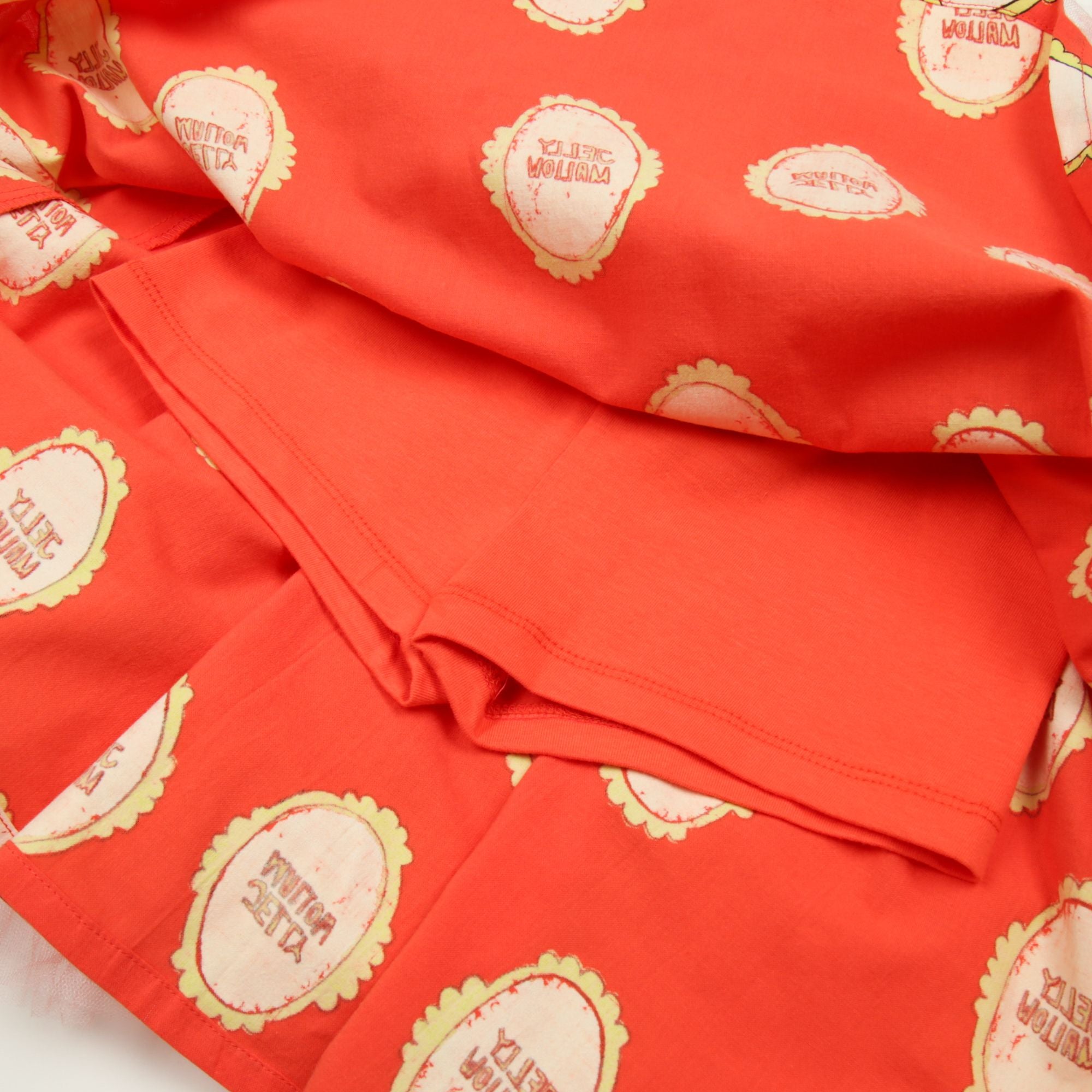 Girls Red Orange Printed Tulle Skirt
