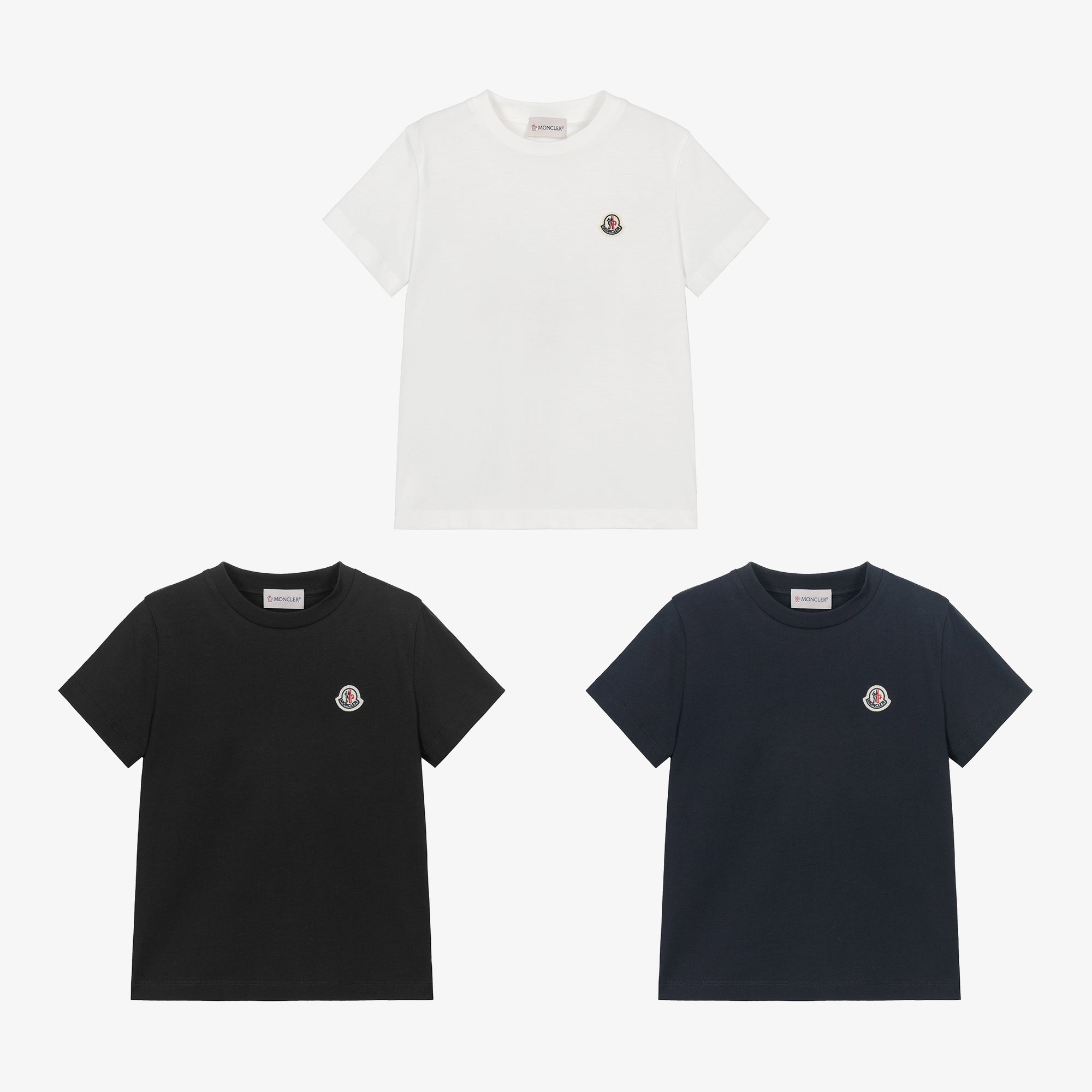 Boys Black, Blue & White Cotton T-Shirt Set (3 Pack)