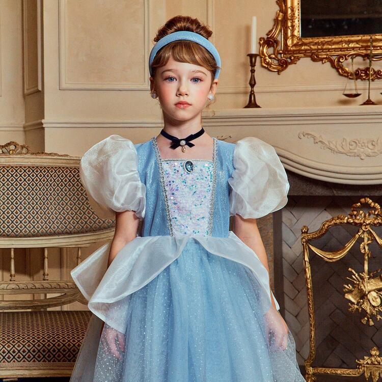 Girls Light Blue Premium Cinderella Headband