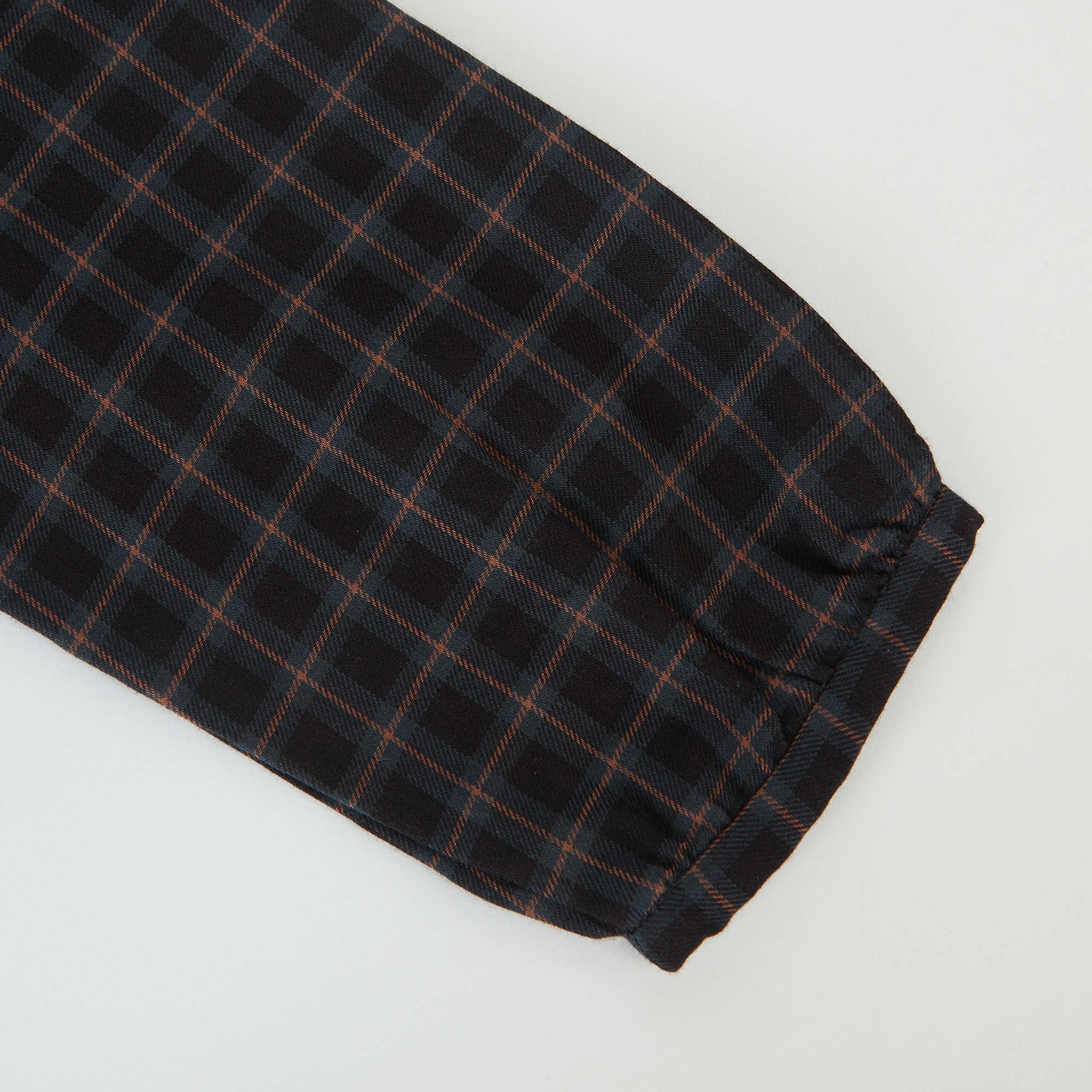 Girls Dark Grey Check Cotton Top