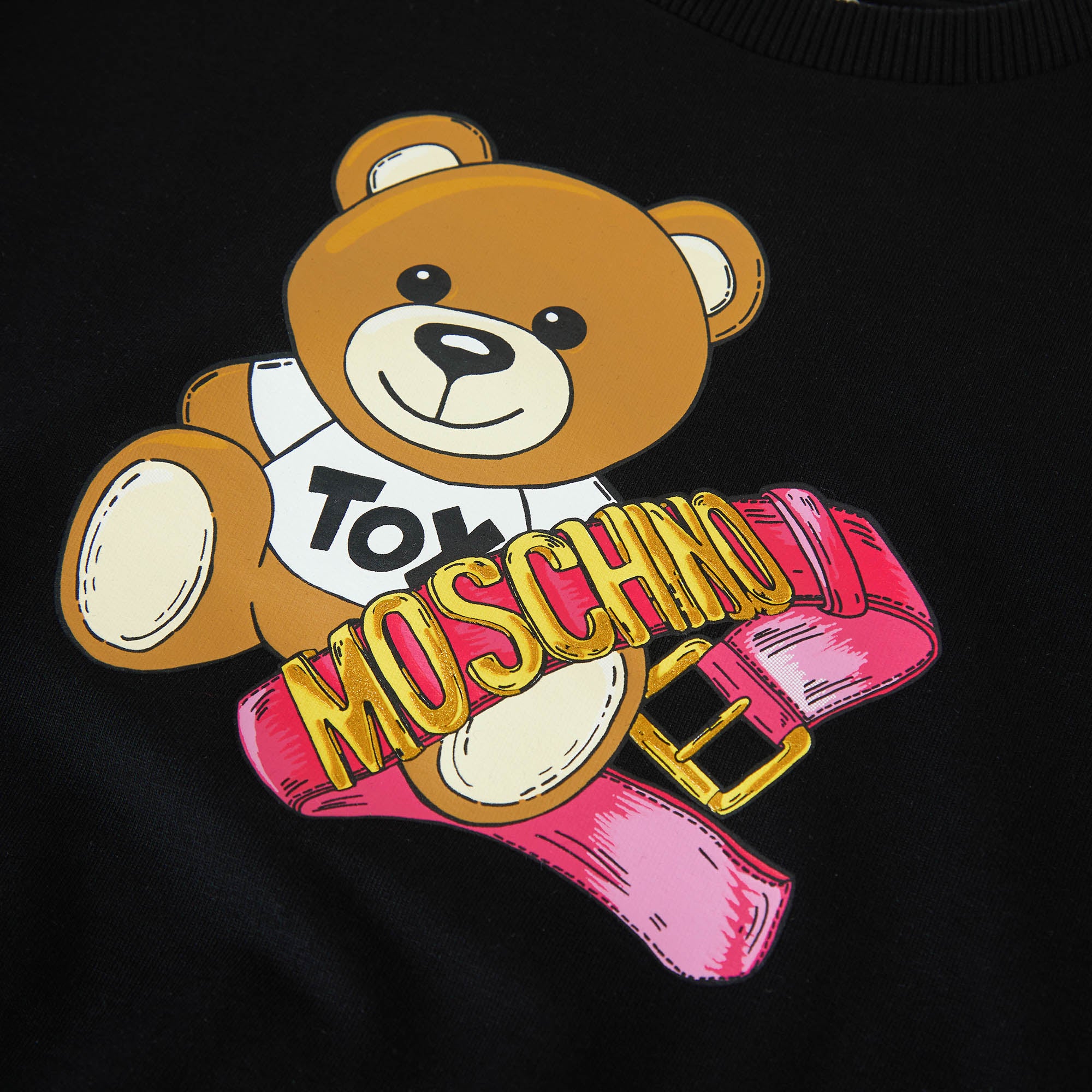 Girls Black Printed Cotton Sweatshirt
