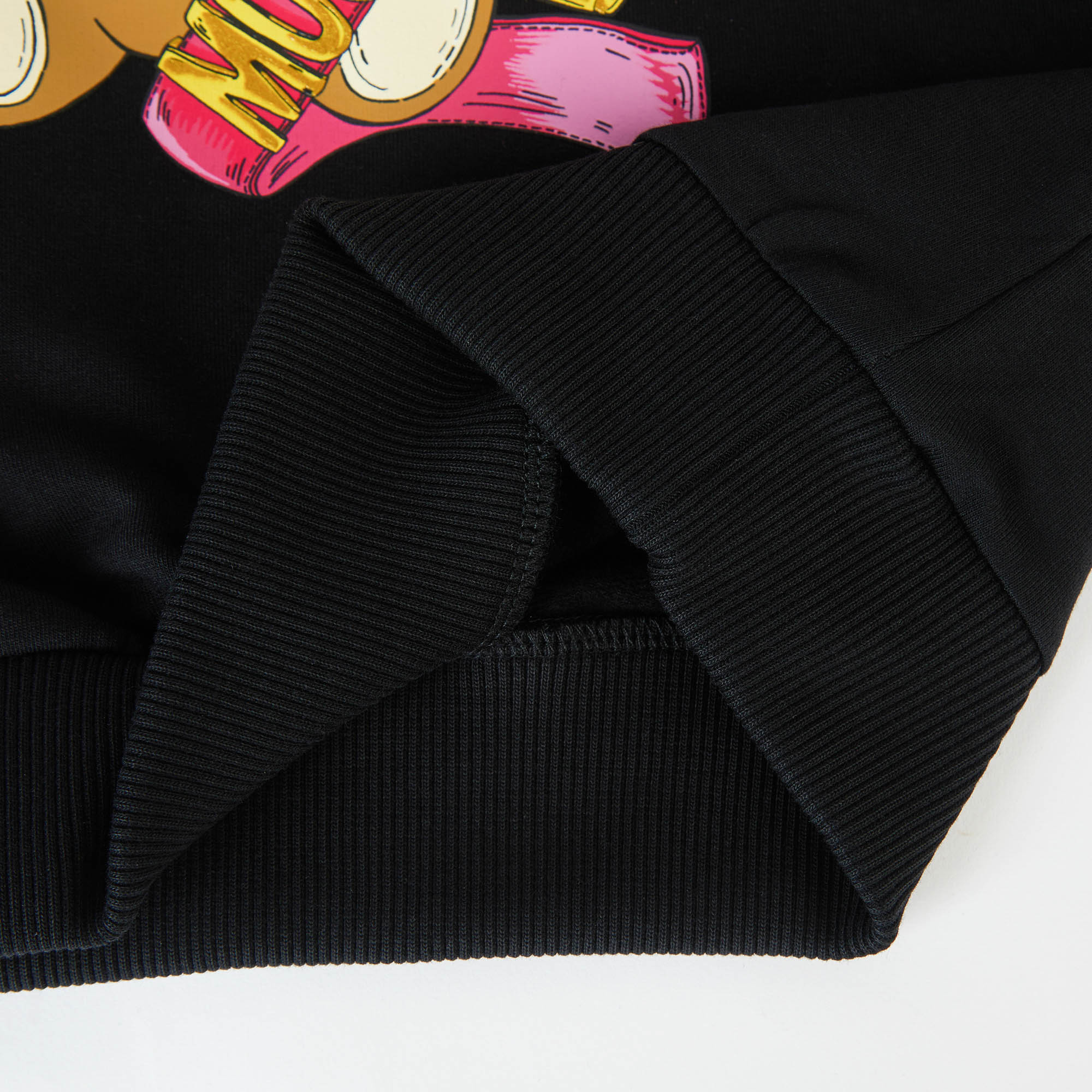 Girls Black Printed Cotton Sweatshirt