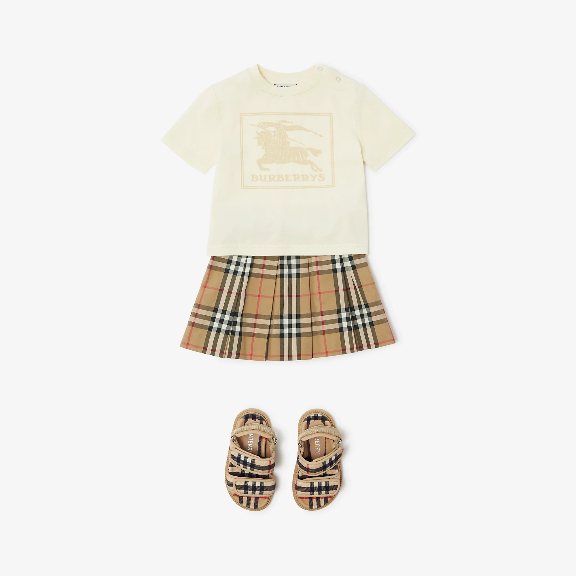 Baby Boys & Girls Cream Printed Cotton T-Shirt