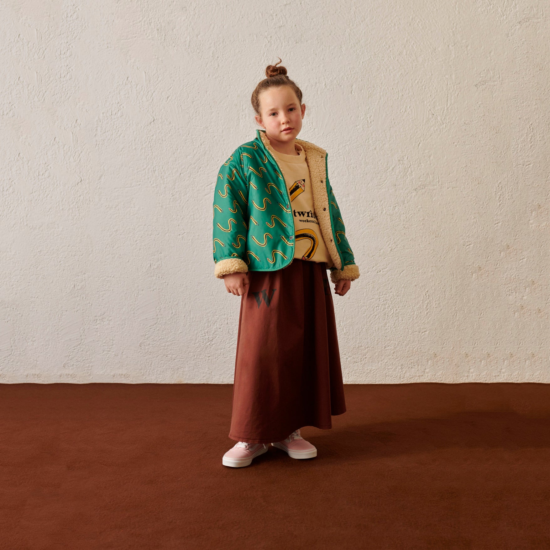 Girls Brown Logo Cotton Skirt