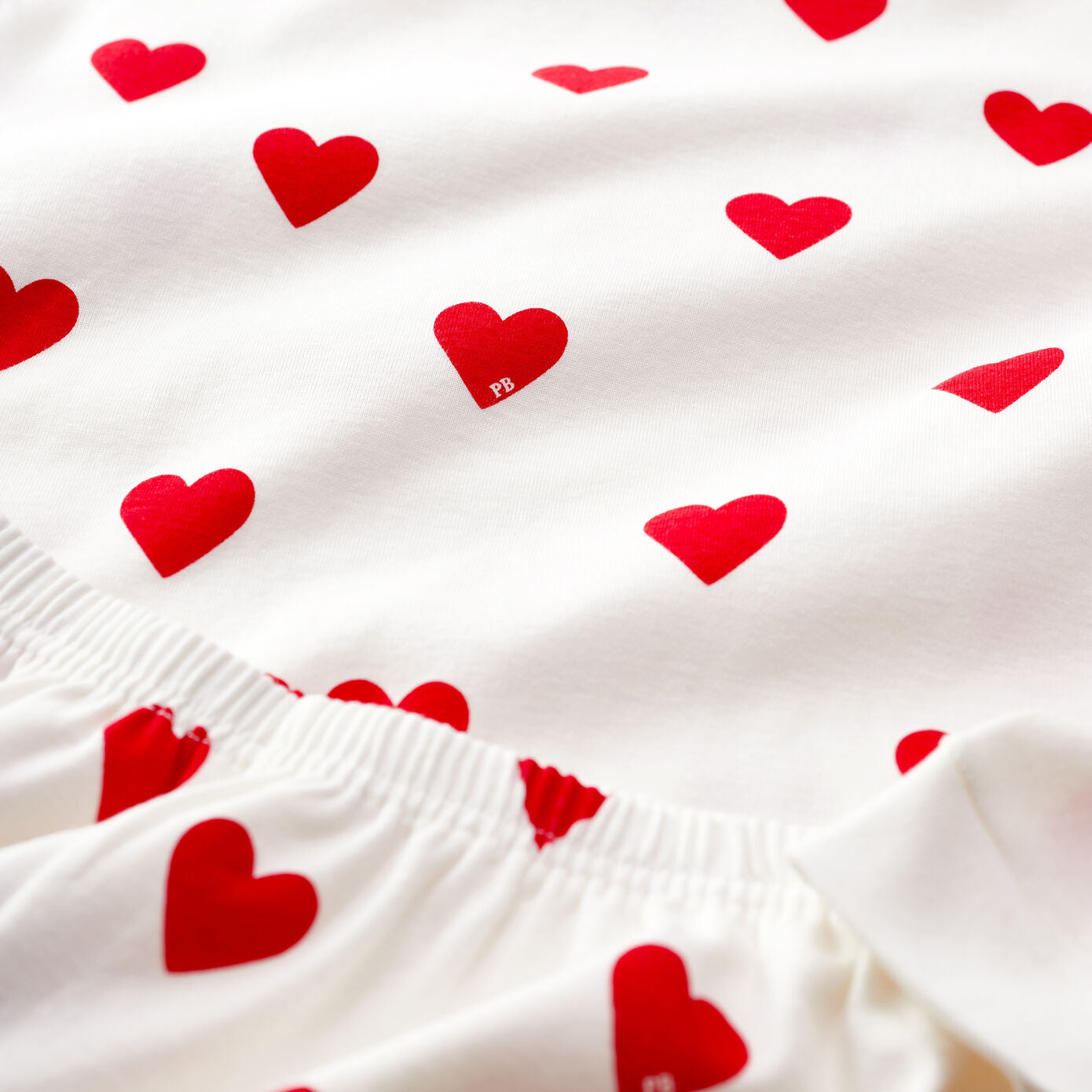 Girls White Heart Cotton Nightwear Set