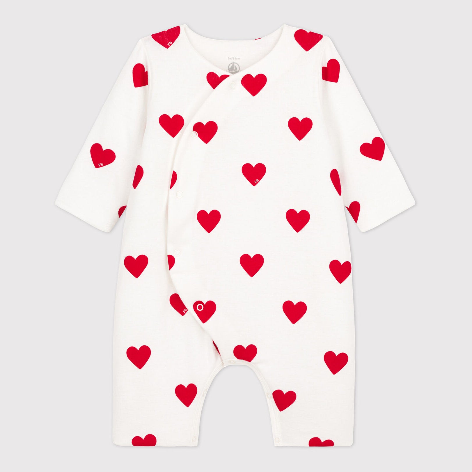 Baby Girls White Heart Cotton Babysuit