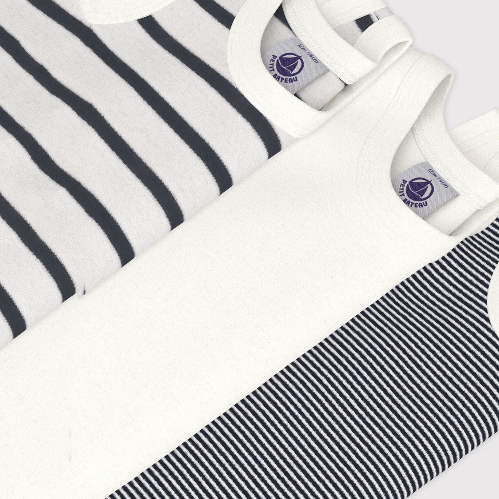 Baby Boys & Girls White Striped Cotton Babysuit Set(3 Pack)