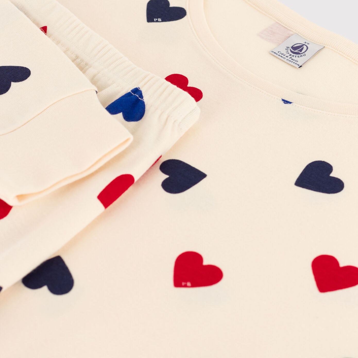 Girls White Heart Cotton Nightwear Set
