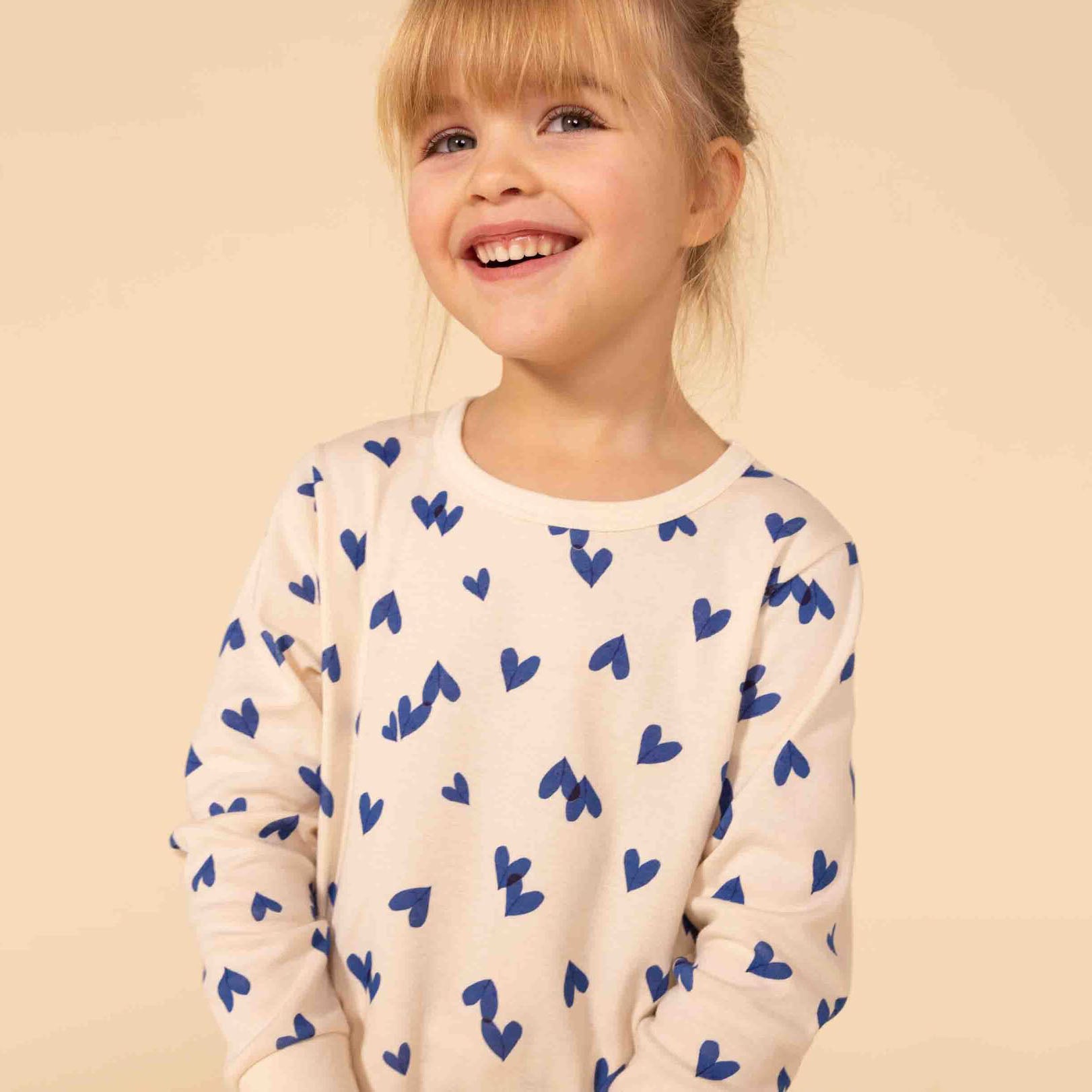 Girls White Printed Cotton Nightwear Set