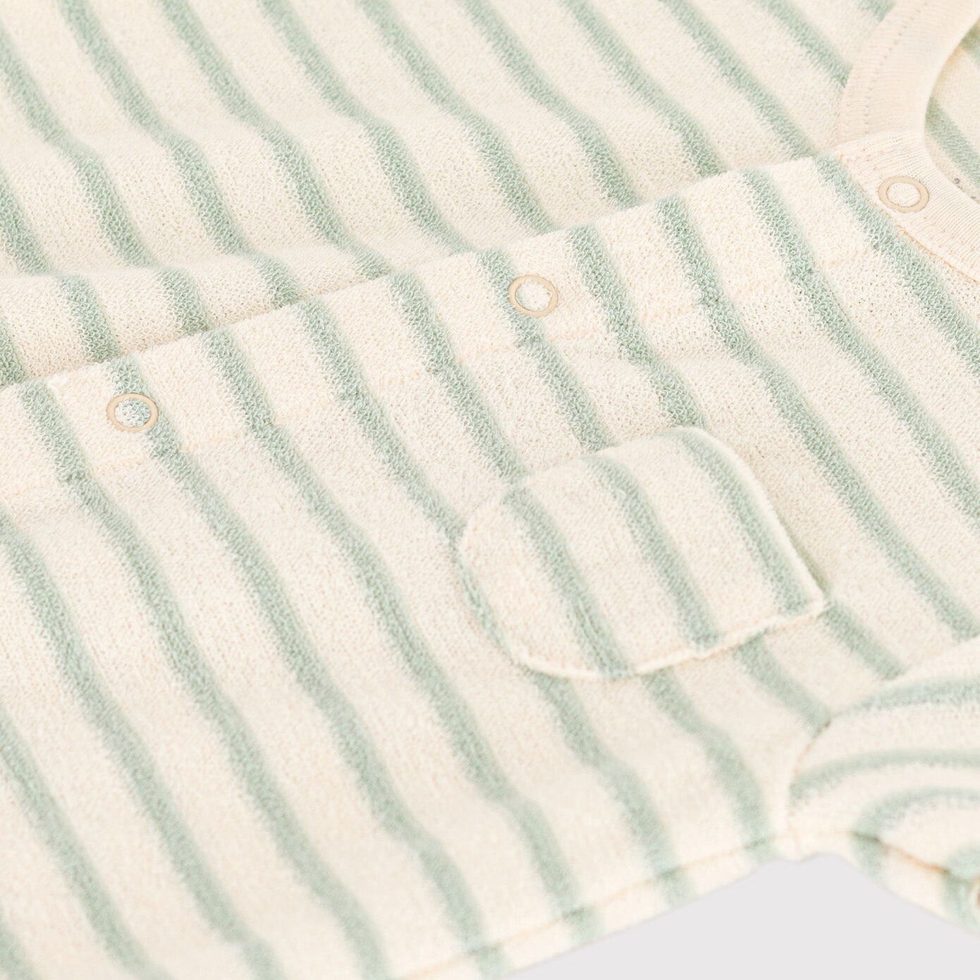 Baby Boys & Girls Green Stripes Cotton Babysuit
