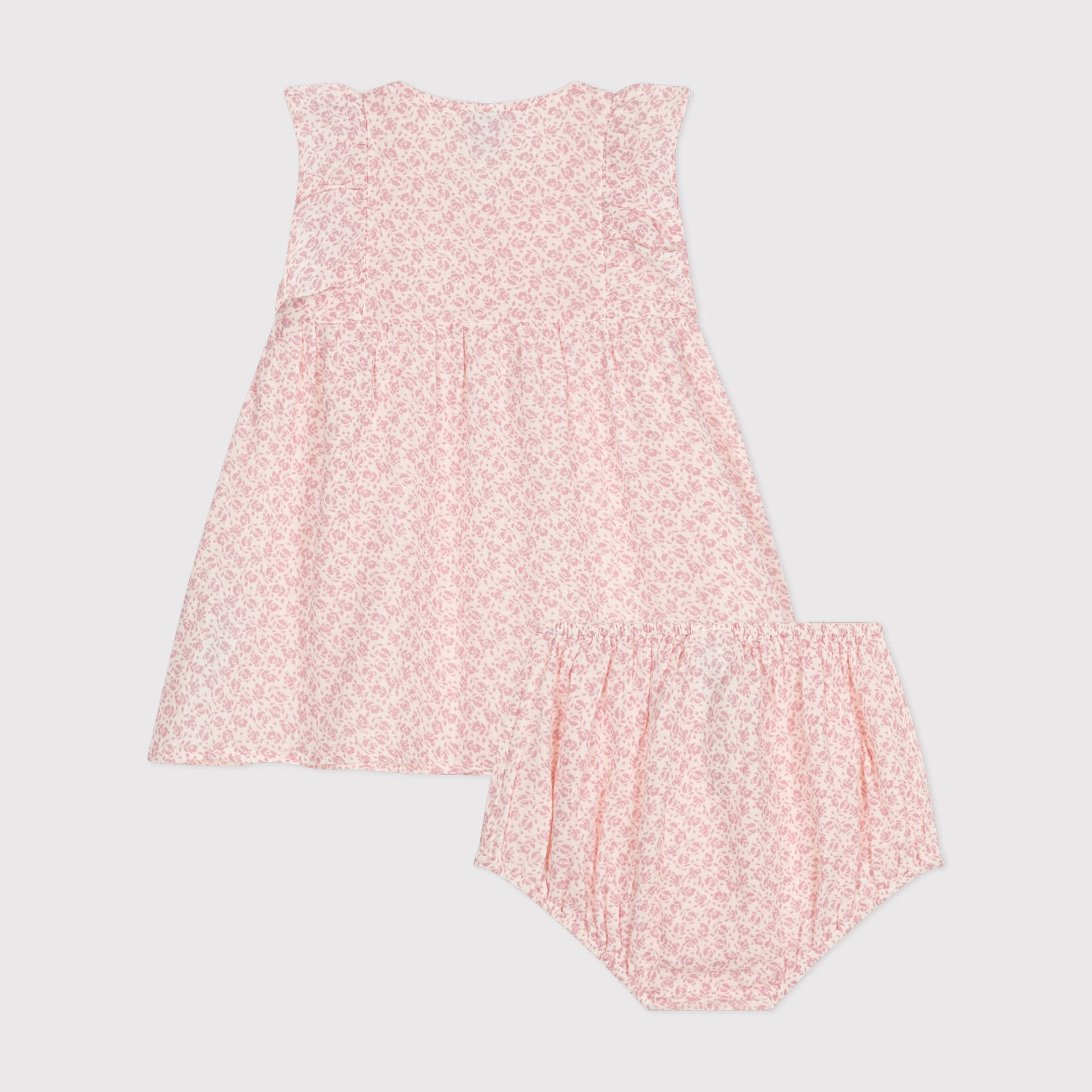 Baby Girls Pink Floral Cotton Dress Set
