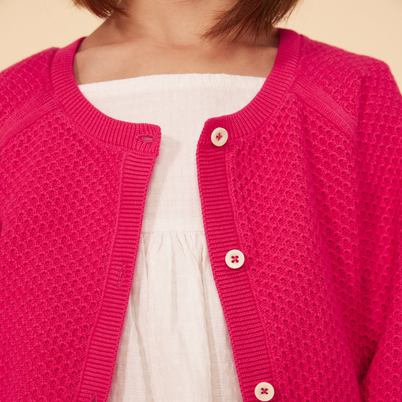 Girls Fuchsia Cotton Cardigan