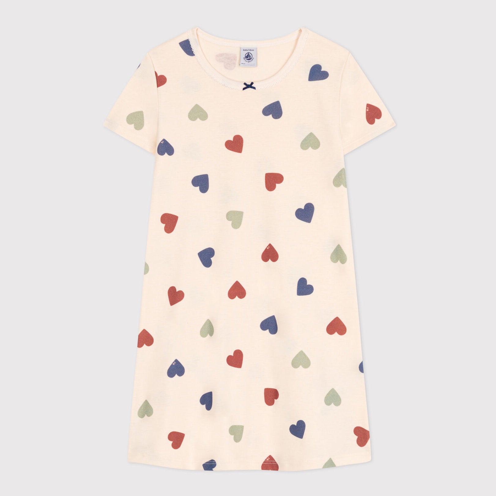 Girls Ivory Heart Cotton Nightwear Dress
