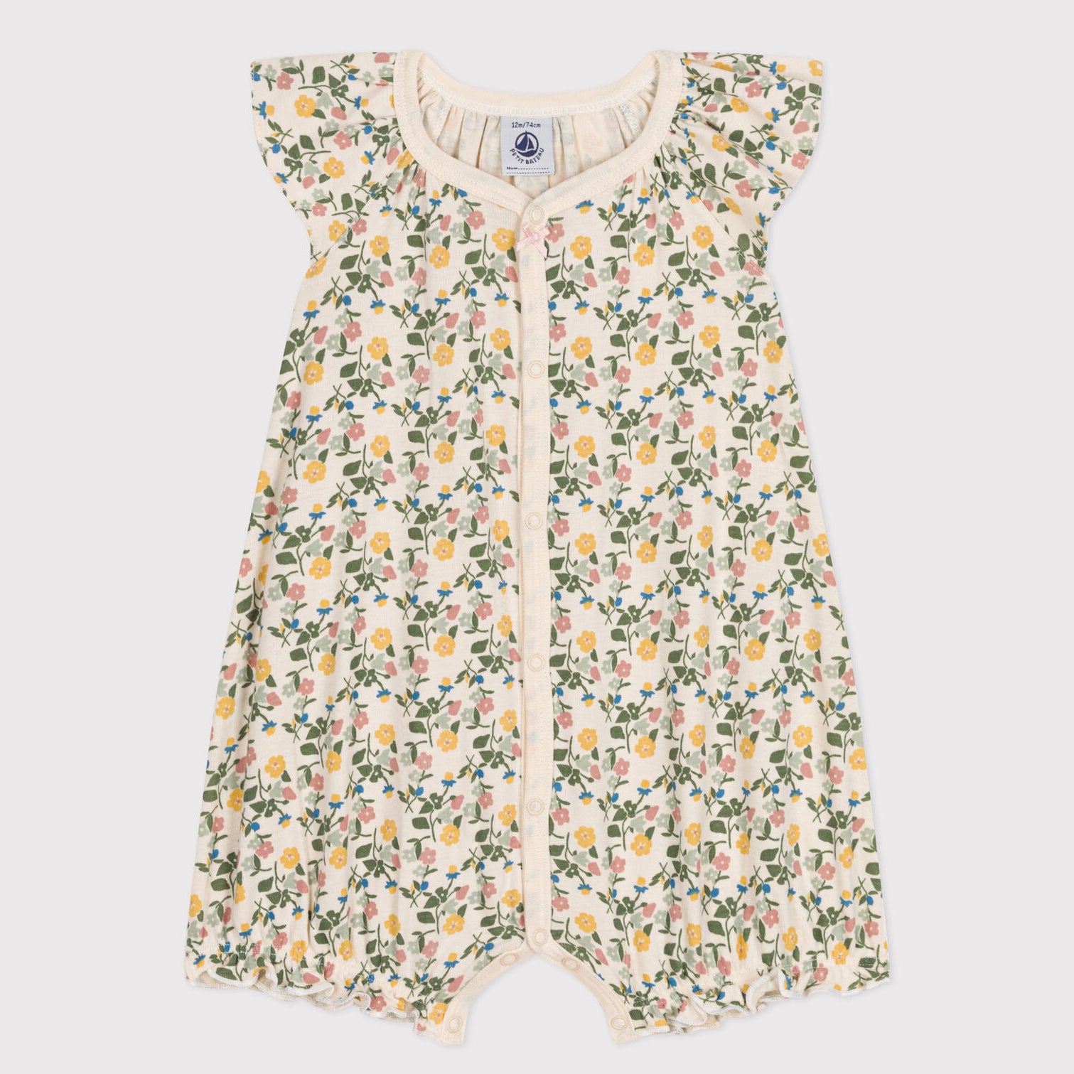 Baby Girls Green Floral Cotton Babysuit