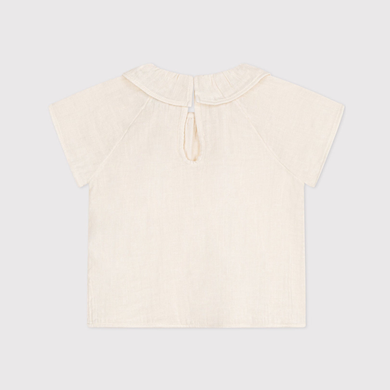 Baby Girls White Ruffled Cotton T-Shirt