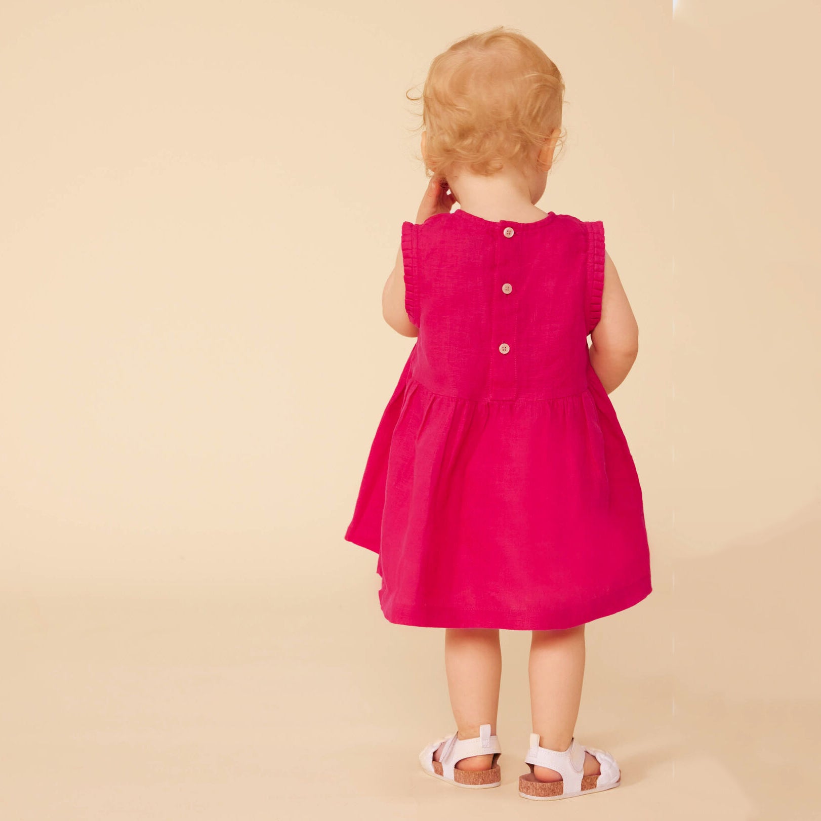 Baby Girls Fuchsia Linen Dress