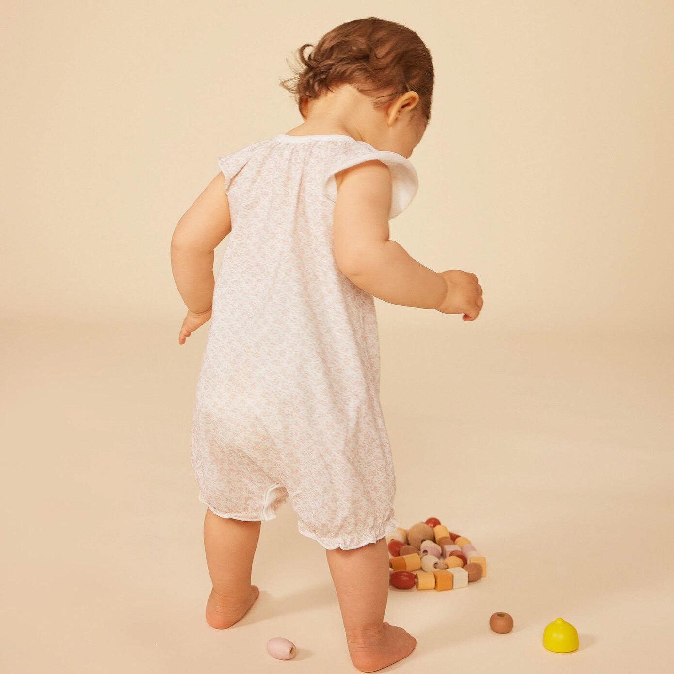 Baby Girls Pink Floral Cotton Babysuit