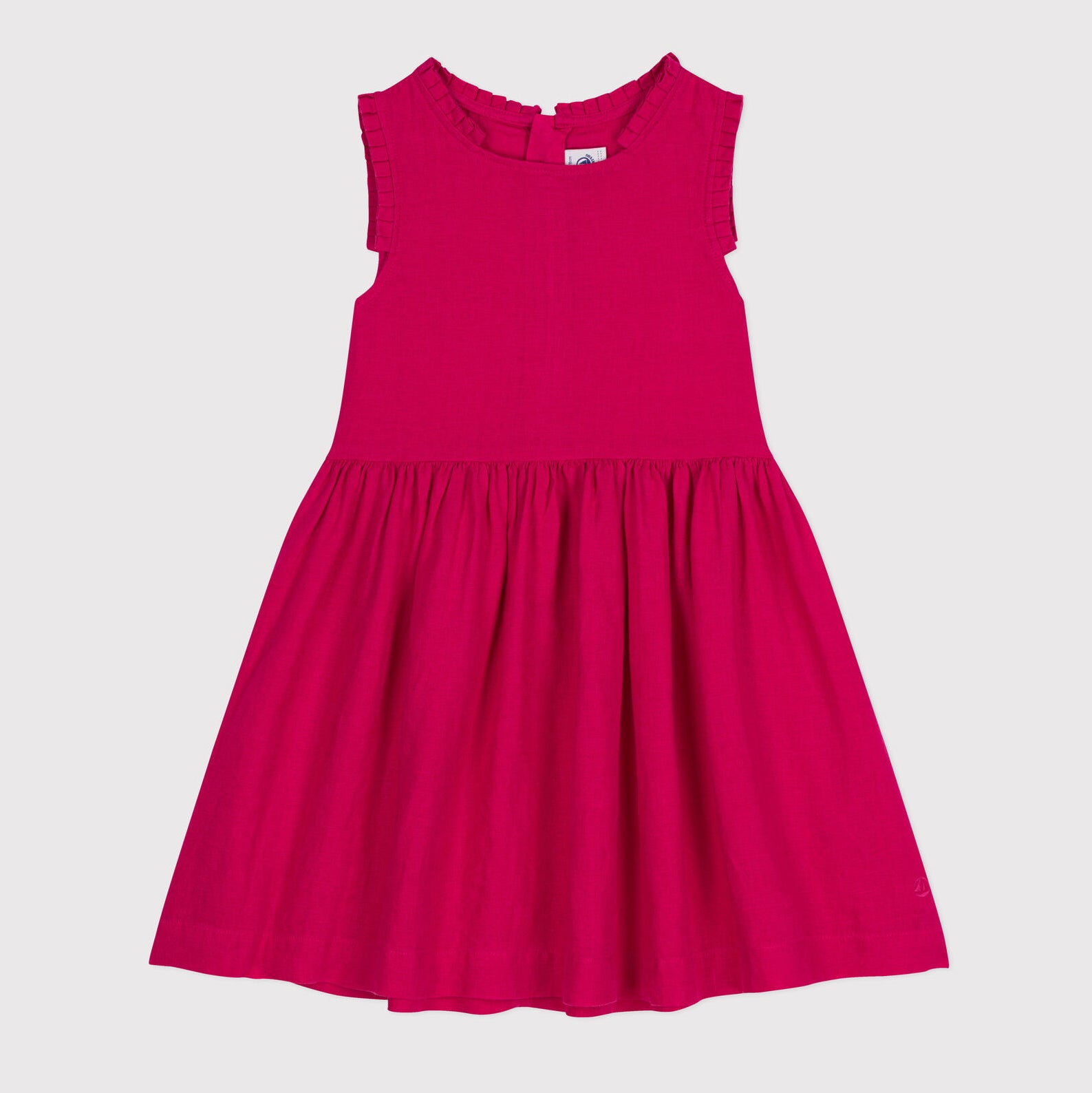 Girls Fuchsia Linen Dress
