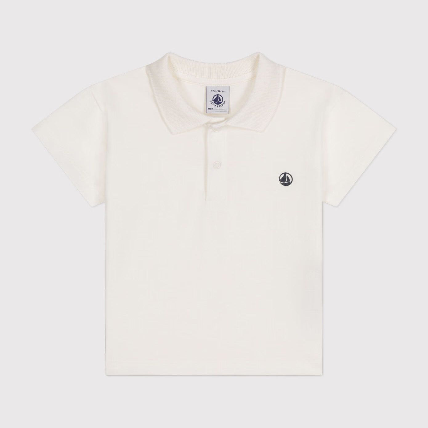 Baby Boys Ivory Logo Embroidery Cotton T-Shirt