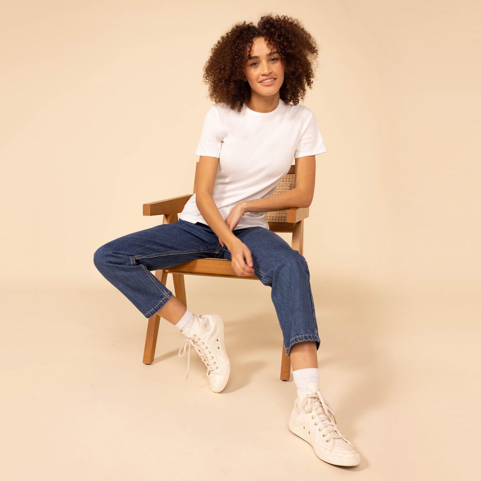 Women White Cotton T-Shirt