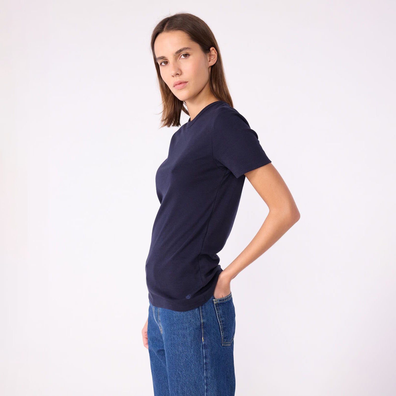 Women Navy Cotton T-Shirt