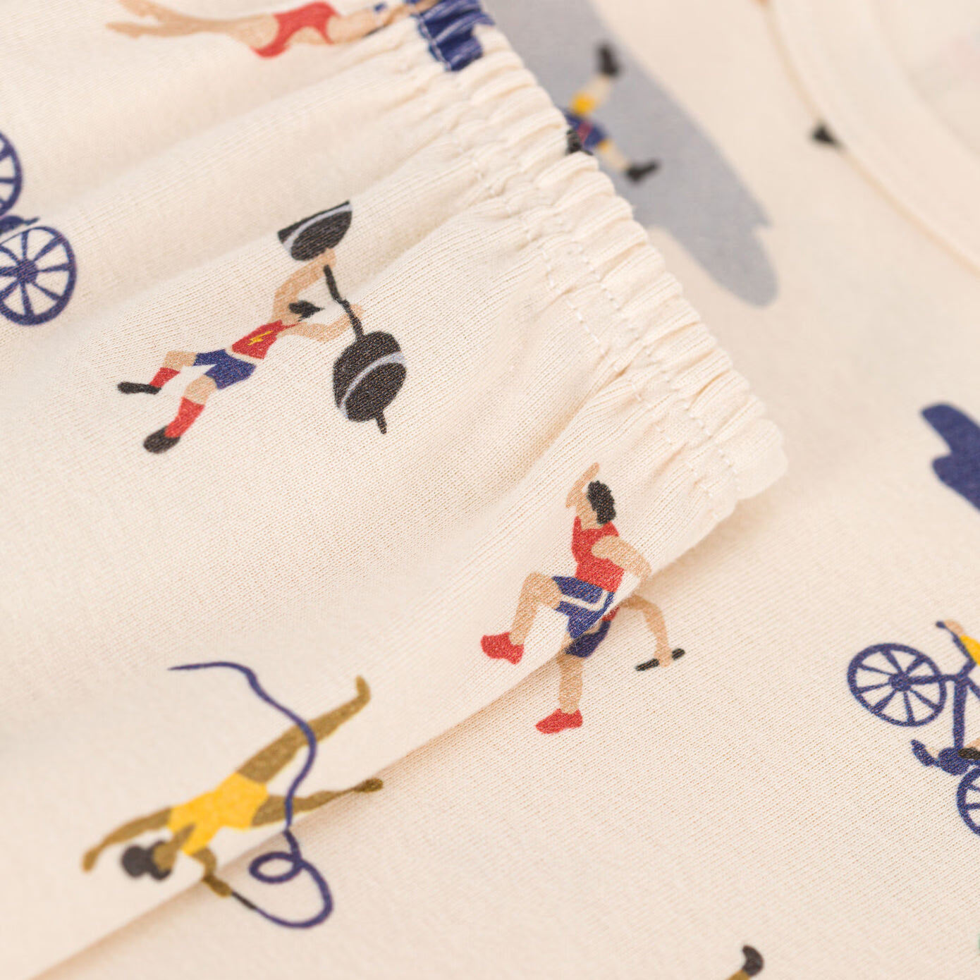 Girls Beige Printed Cotton Nightwear Set