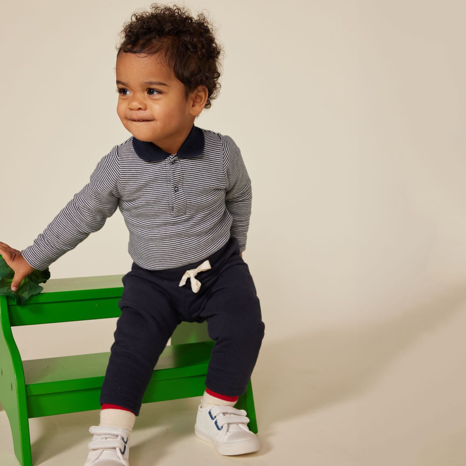 Baby Boys Dark Blue Stripes Cotton Babysuit