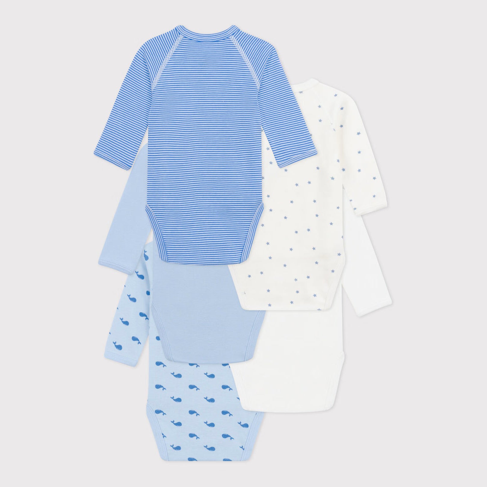 Baby Boys & Girls Blue Cotton Babysuit Set(5 Pack)