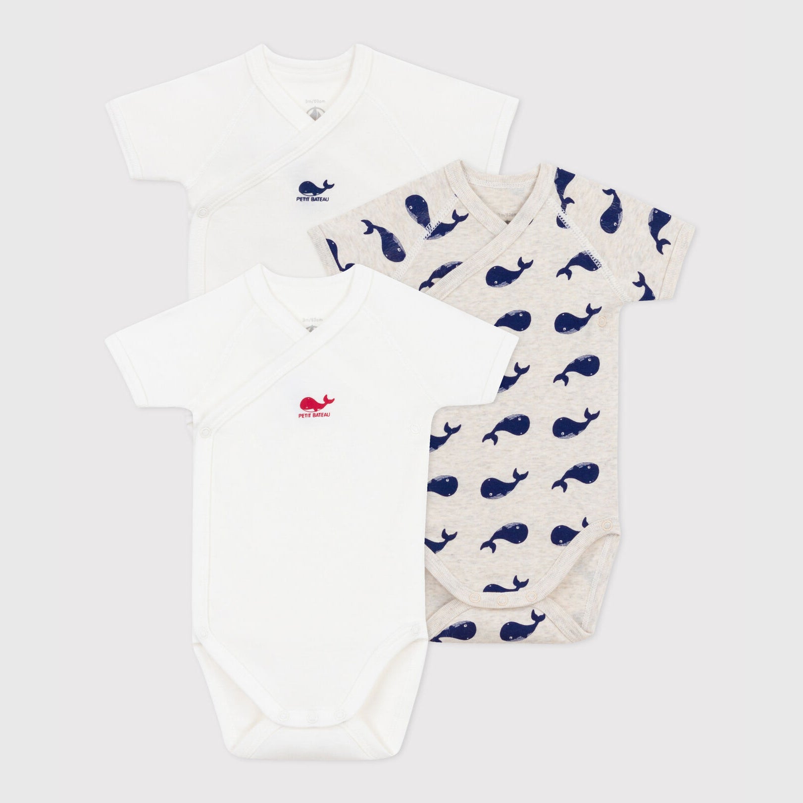 Baby Boys & Girls White Cotton Babysuit Set(3 Pack)