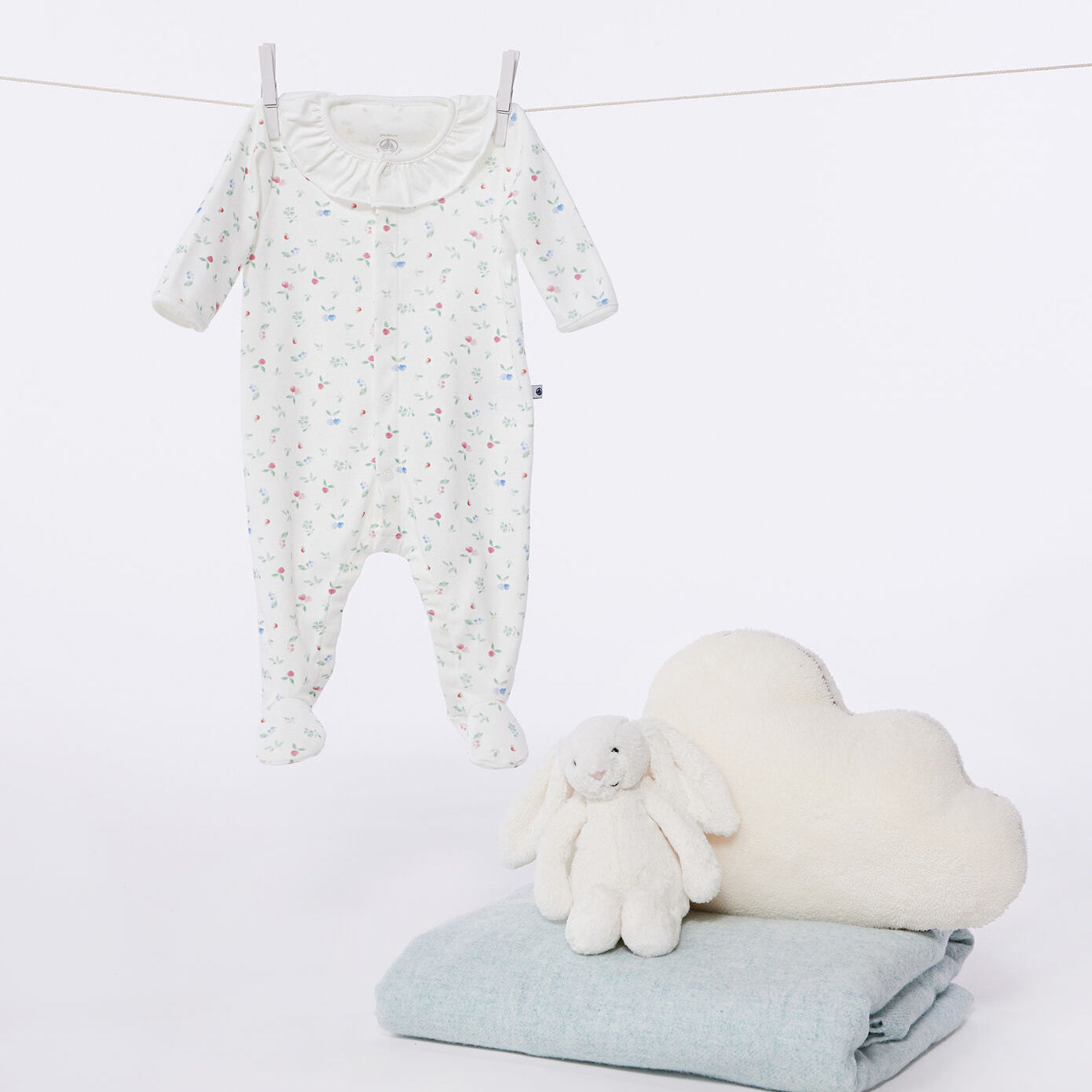 Baby Boys & Girls Ivory Printed Logo Cotton Bodysuit