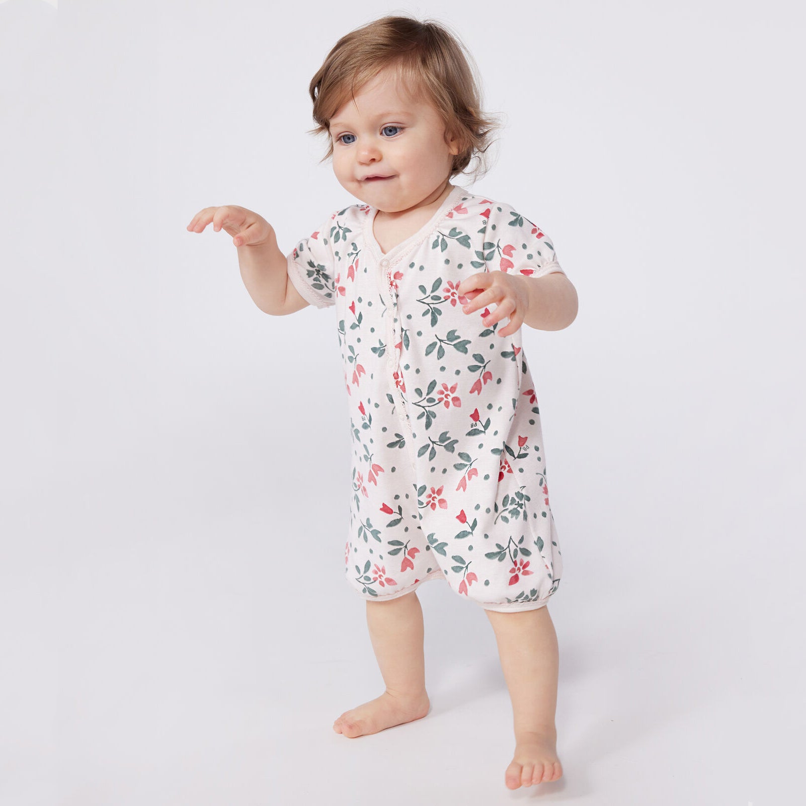 Baby Girls Ivory Floral Cotton Babysuit Set(2 Pack)