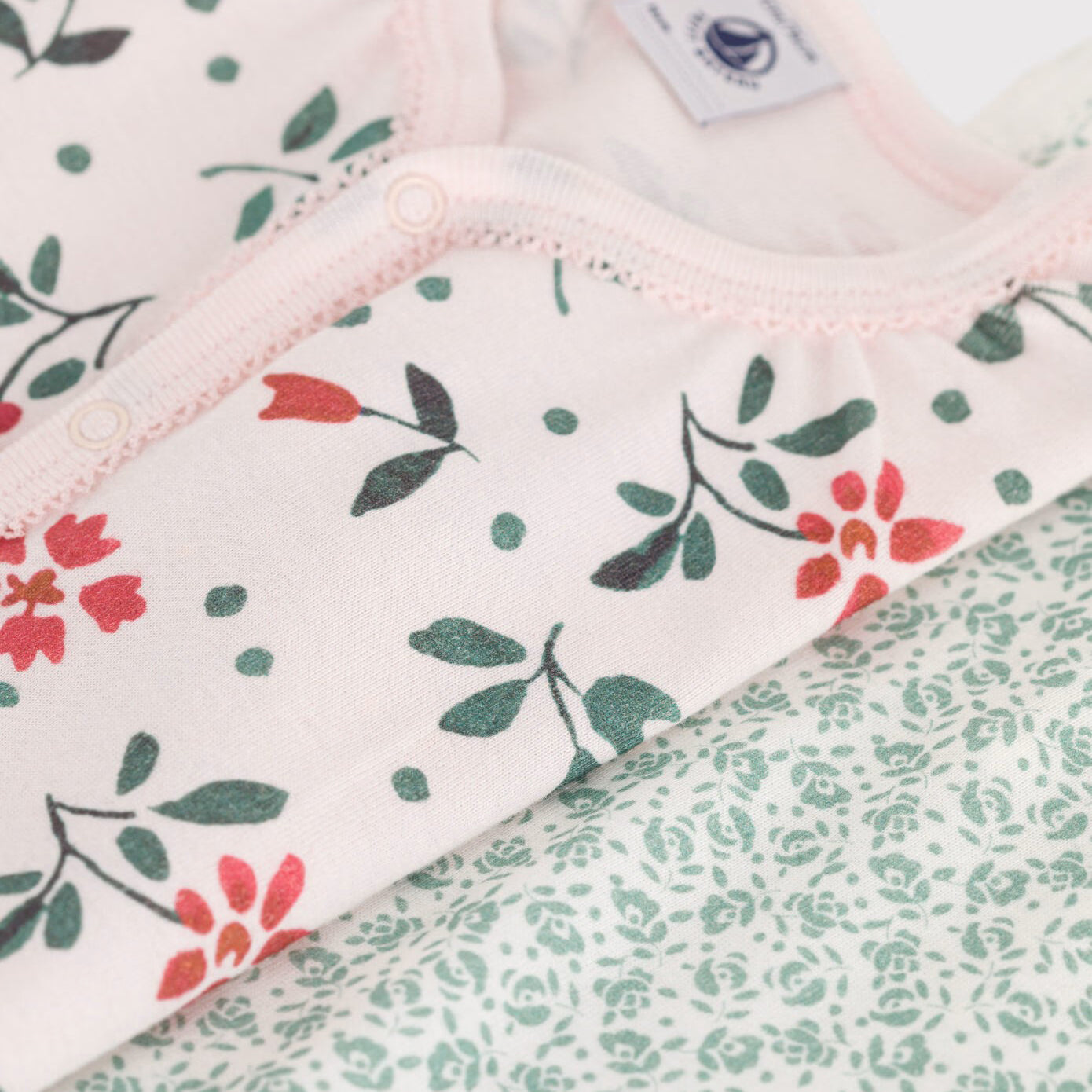 Baby Girls Ivory Floral Cotton Babysuit Set(2 Pack)