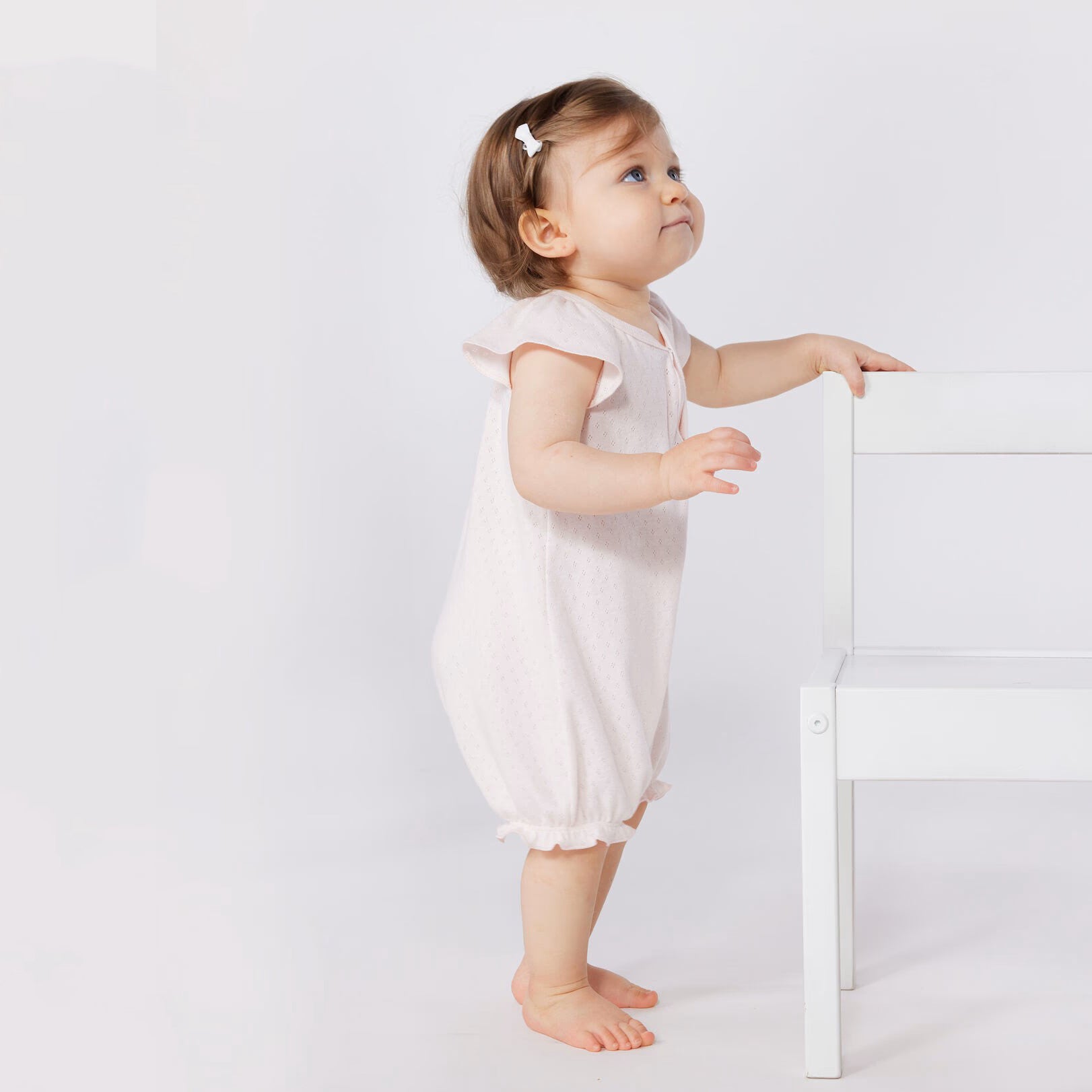 Baby Girls Light Pink Cotton Babysuit