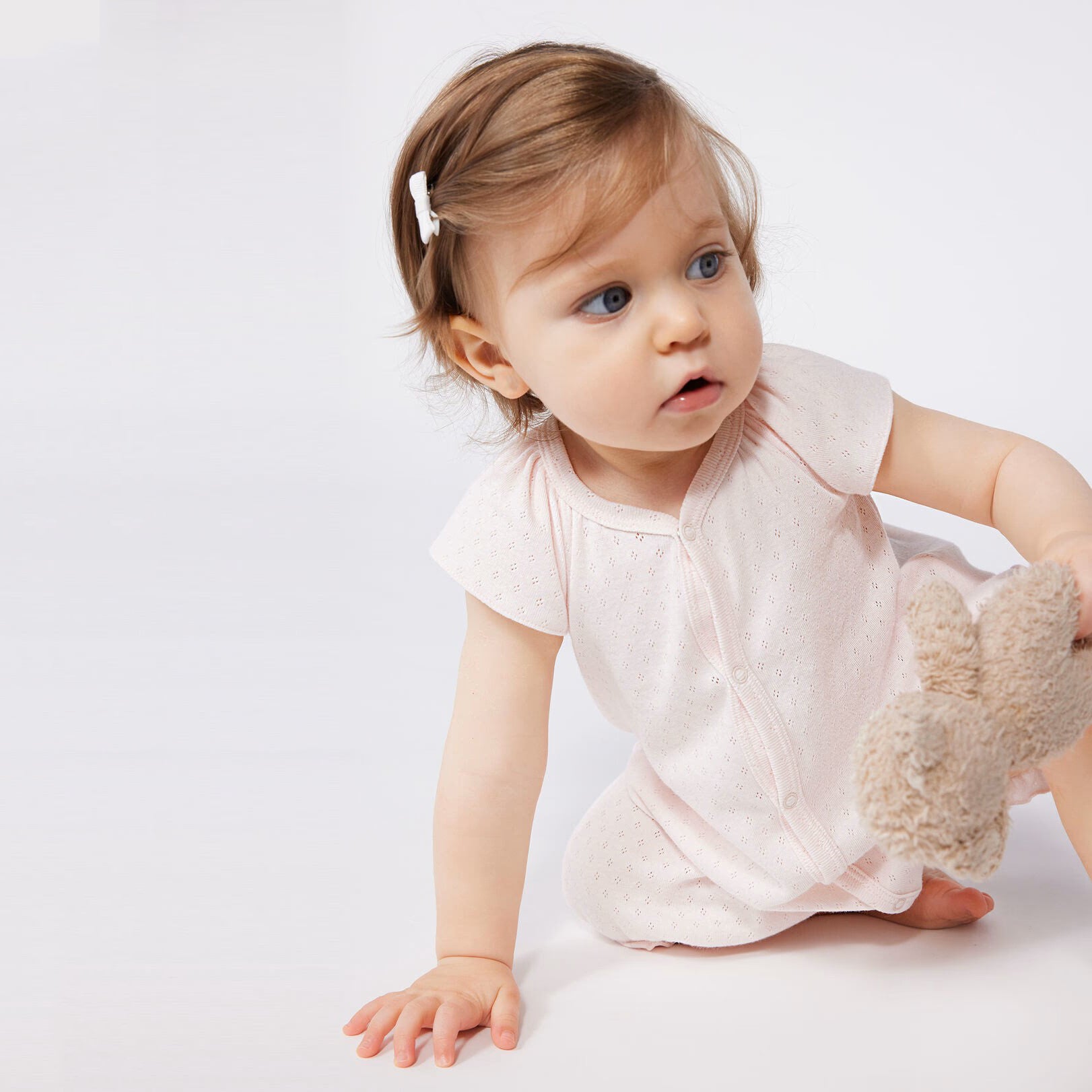 Baby Girls Light Pink Cotton Babysuit