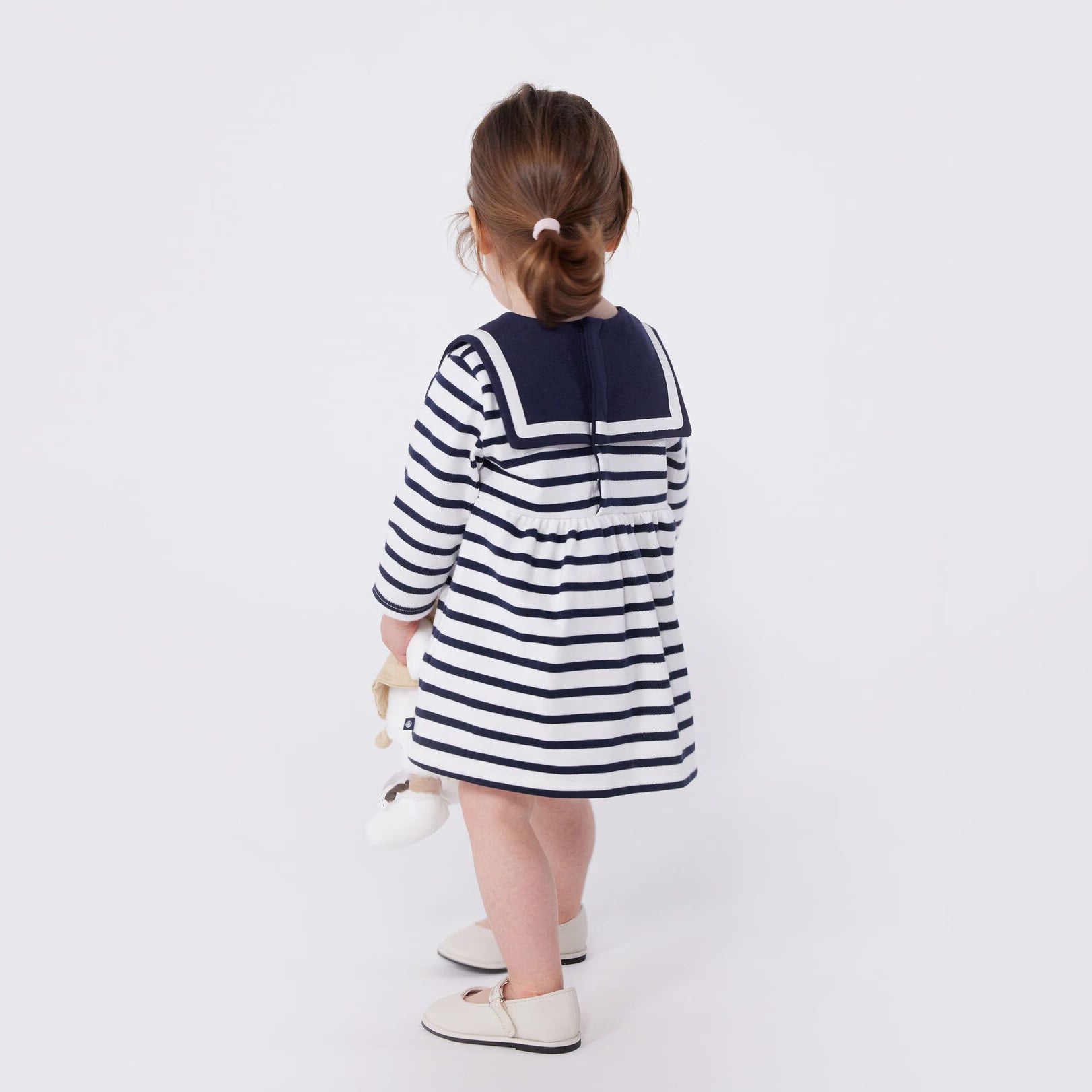 Baby Girls Dark Blue Stripes Cotton Dress