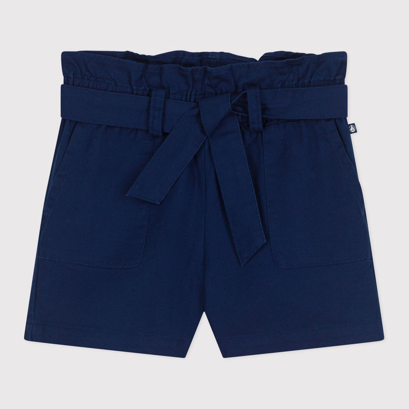 Girls Blue Lace-Up Cotton Shorts