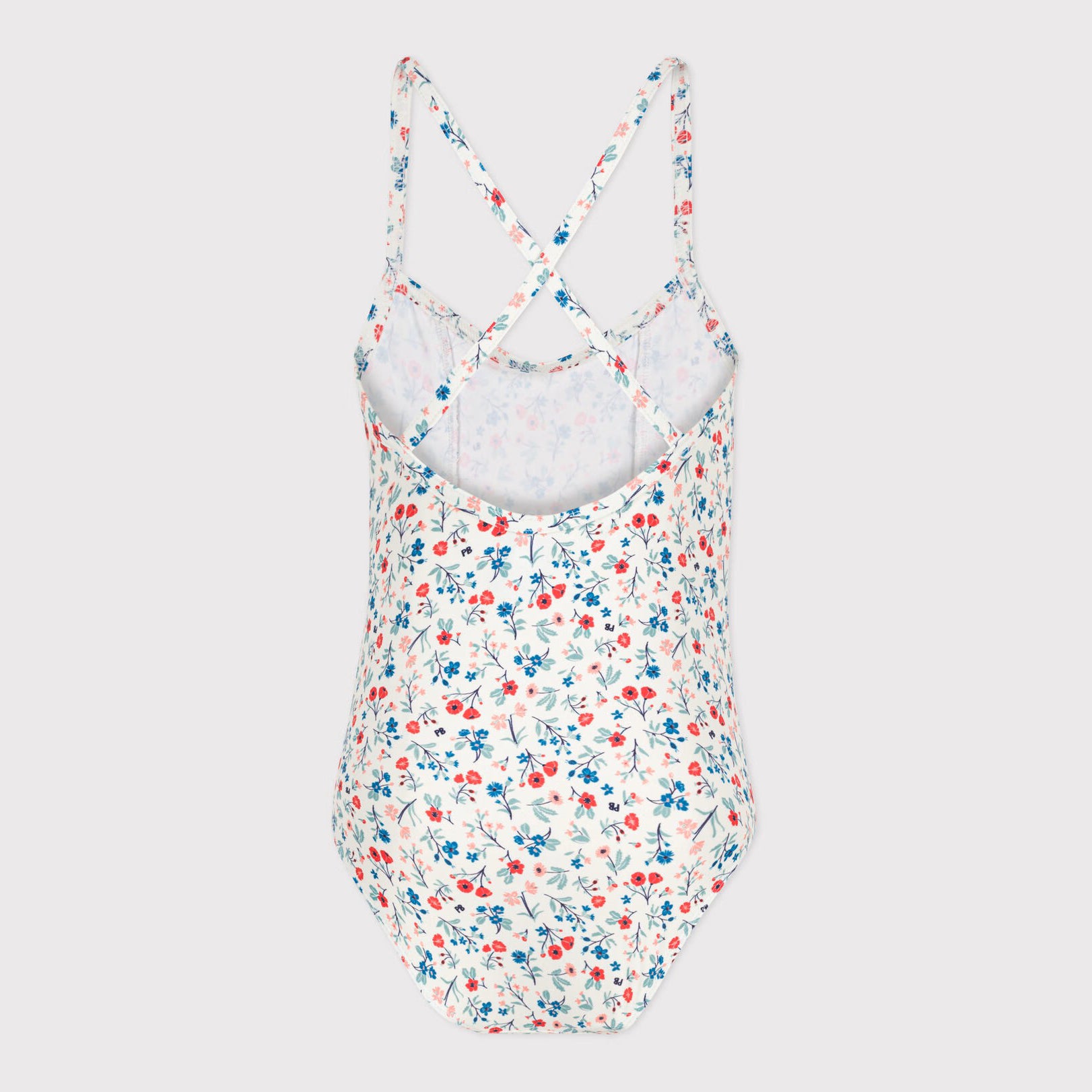 Girls White Floral Swimsuit